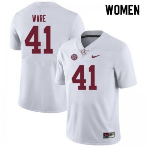 NCAA Women's Alabama Crimson Tide #41 Carson Ware Stitched College 2019 Nike Authentic White Football Jersey KT17L75HB